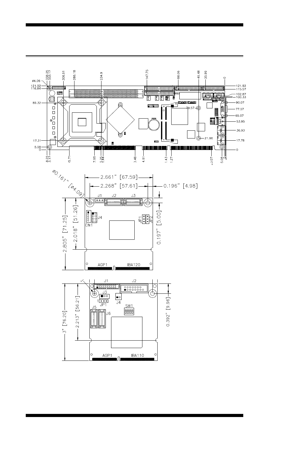 Board dimensions | Intel 865G User Manual | Page 8 / 64