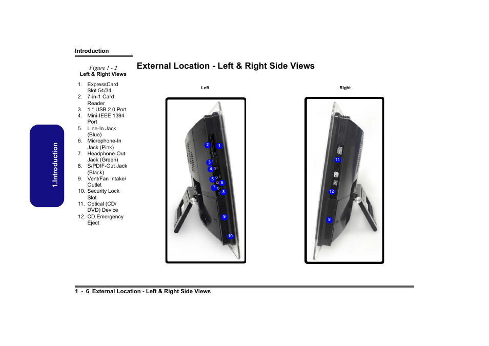 External location - left & right side views, External location - left & right side views -6 | Intel LV19C Series User Manual | Page 13 / 97