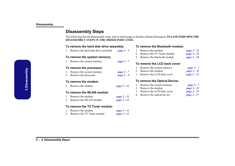 Disassembly steps, Disassembly steps -4 | Intel LV19C Series User Manual | Page 23 / 97