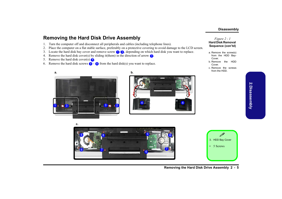 Removing the hard disk drive assembly, Removing the hard disk drive assembly -5 | Intel LV19C Series User Manual | Page 24 / 97