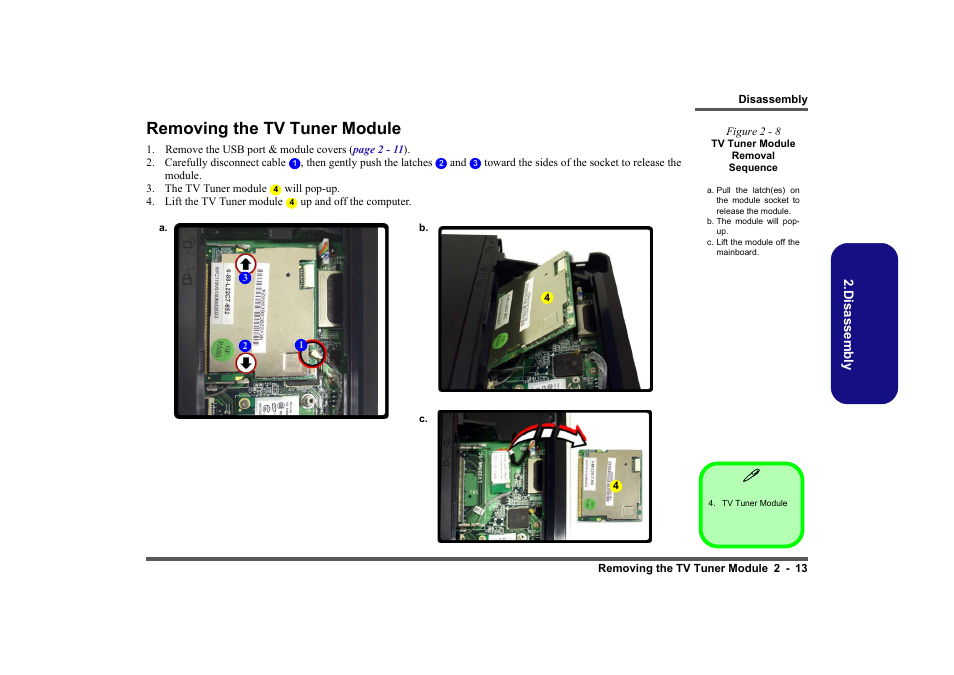 Removing the tv tuner module, Removing the tv tuner module -13 | Intel LV19C Series User Manual | Page 32 / 97