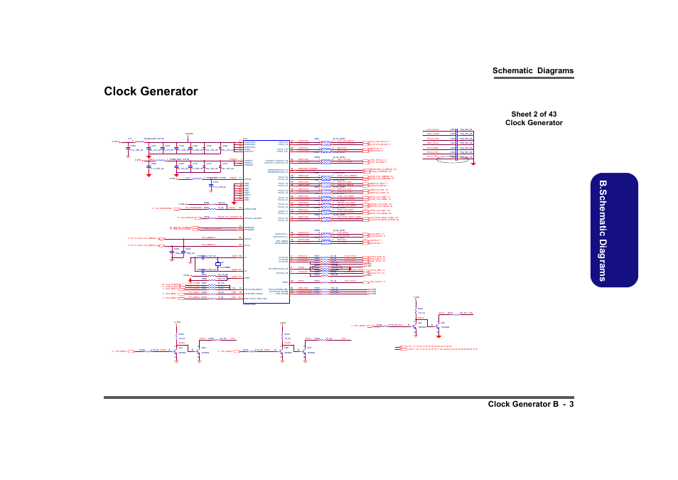 Clock generator, Sheet 2 of 43 clock generator, B.sch em atic d iag rams | Schematic diagrams clock generator b - 3 | Intel LV19C Series User Manual | Page 56 / 97