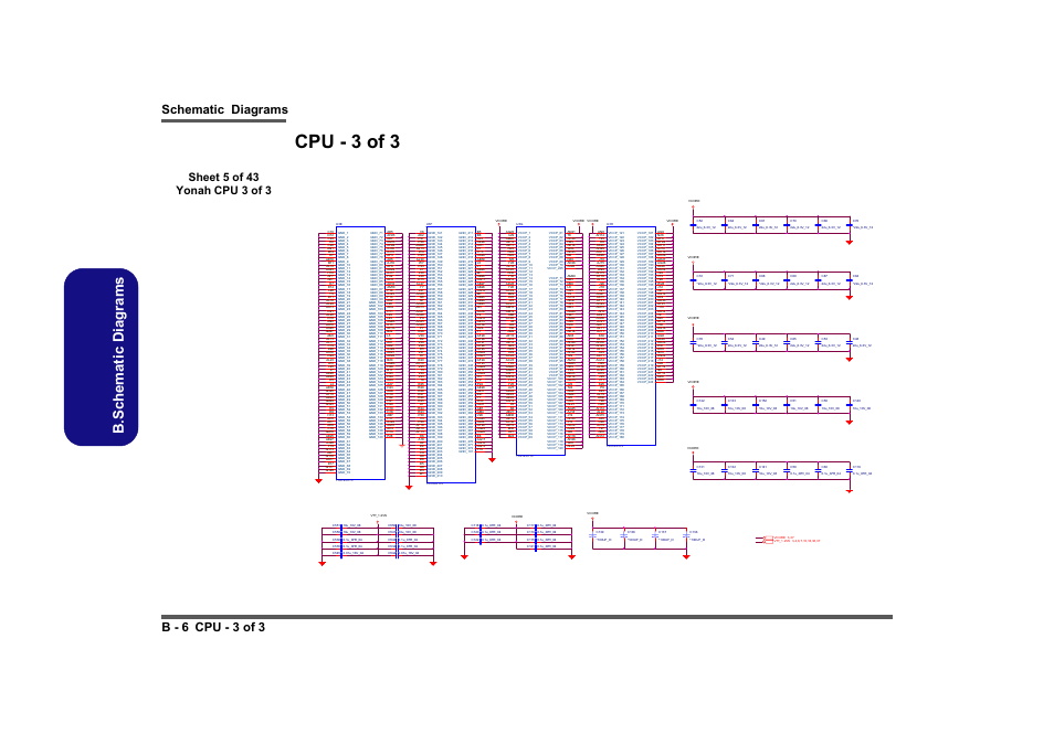 Cpu - 3 of 3, Sheet 5 of 43 yonah cpu 3 of 3, B.schematic diagrams | Schematic diagrams b - 6 cpu - 3 of 3, 6 of 8, 7 of 8, 5 of 8, 8 of 8 | Intel LV19C Series User Manual | Page 59 / 97