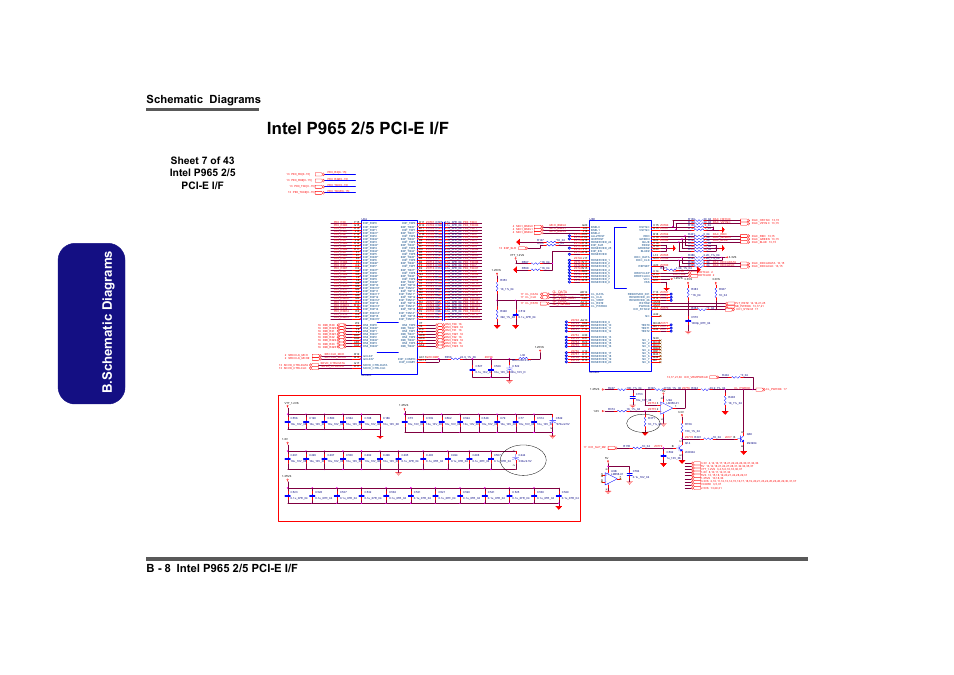 Intel p965 2/5 pci-e i/f, Sheet 7 of 43 intel p965 2/5 pci-e i/f, B.schematic diagrams | Mi s c vg a | Intel LV19C Series User Manual | Page 61 / 97