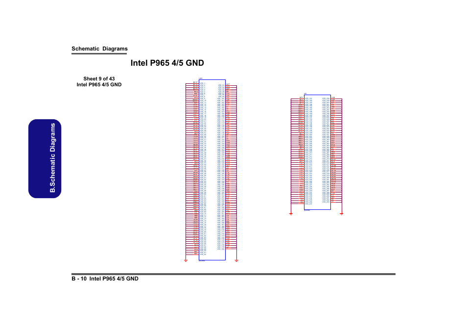 Intel p965 4/5 gnd, Sheet 9 of 43 intel p965 4/5 gnd, B.schematic diagrams | Gn d | Intel LV19C Series User Manual | Page 63 / 97