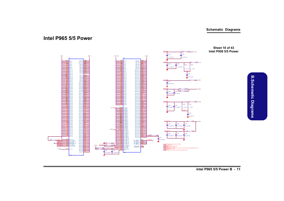 Intel p965 5/5 power, Sheet 10 of 43 intel p956 5/5 power, B.sch em atic d iag rams | Intel LV19C Series User Manual | Page 64 / 97