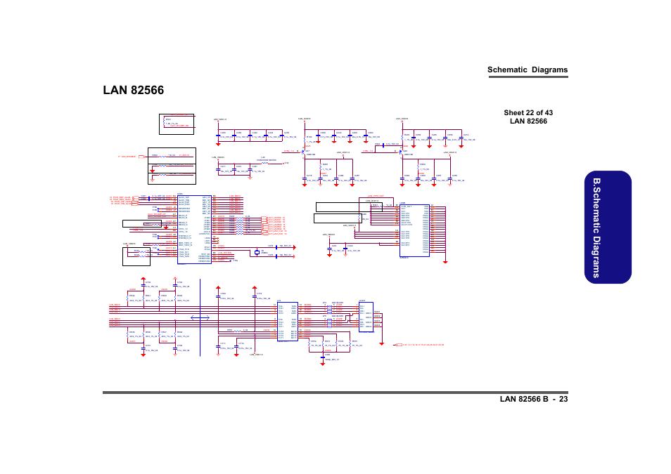 Lan 82566, Sheet 22 of 43 lan 82566, B.sch em atic d iag rams | Intel LV19C Series User Manual | Page 76 / 97