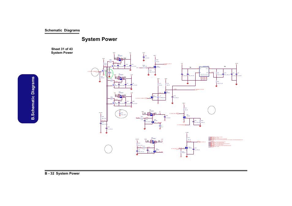 System power, Sheet 31 of 43 system power, B.schematic diagrams | Schematic diagrams b - 32 system power | Intel LV19C Series User Manual | Page 85 / 97