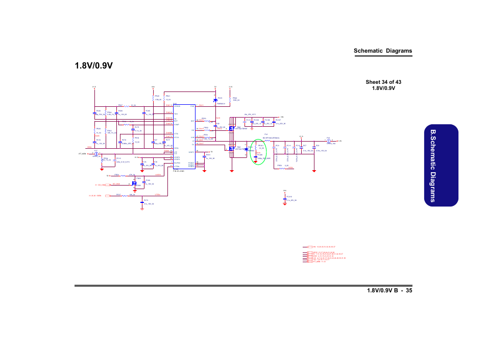 8v/0.9v, Sheet 34 of 43 1.8v/0.9v, B.sch em atic d iag rams | Intel LV19C Series User Manual | Page 88 / 97