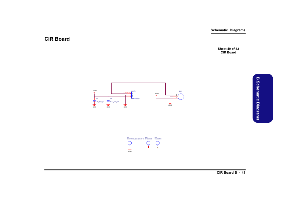 Cir board, Sheet 40 of 43 cir board, B.sch em atic d iag rams | Schematic diagrams cir board b - 41 | Intel LV19C Series User Manual | Page 94 / 97