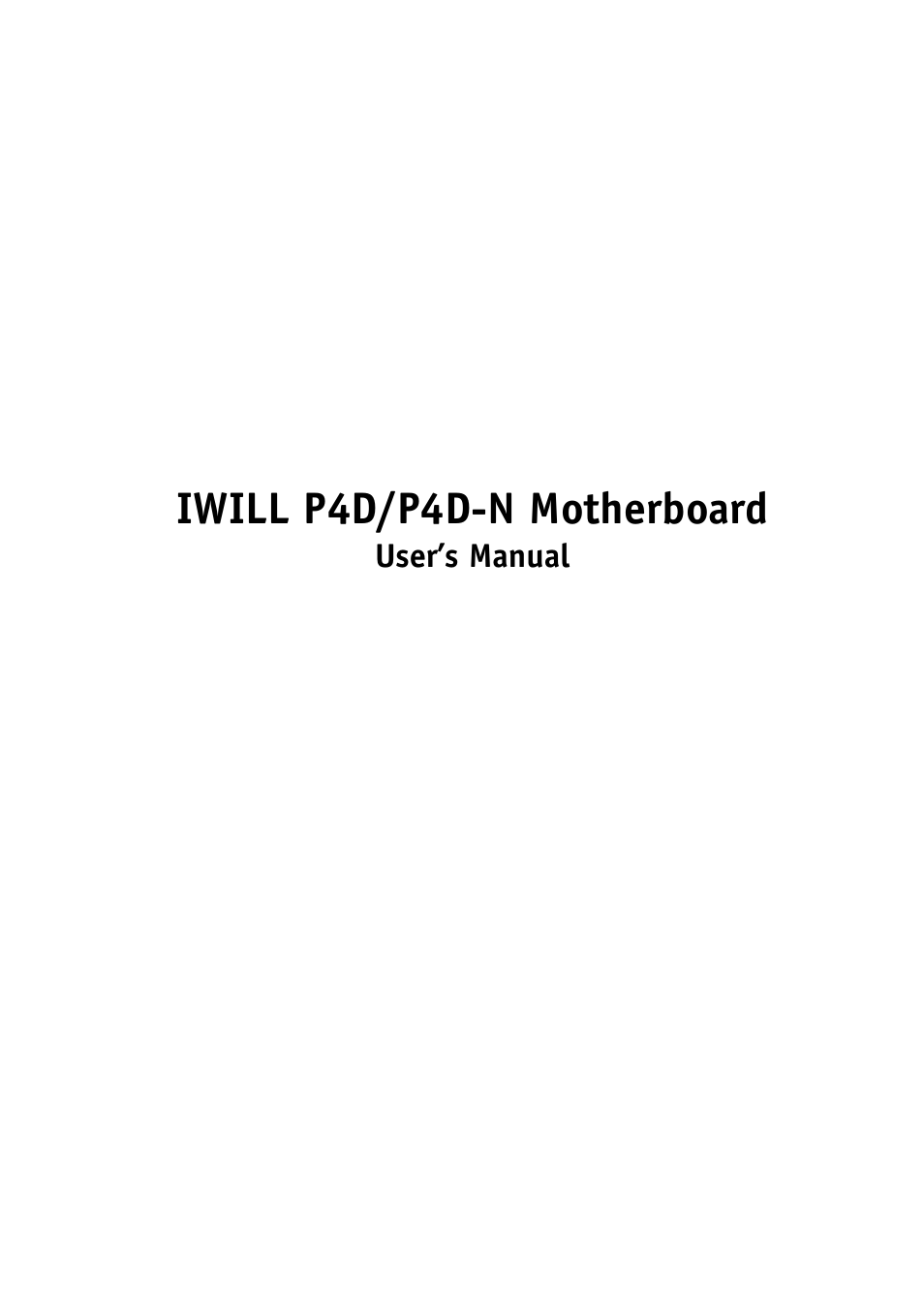 Intel IWILL P4D-N User Manual | 104 pages