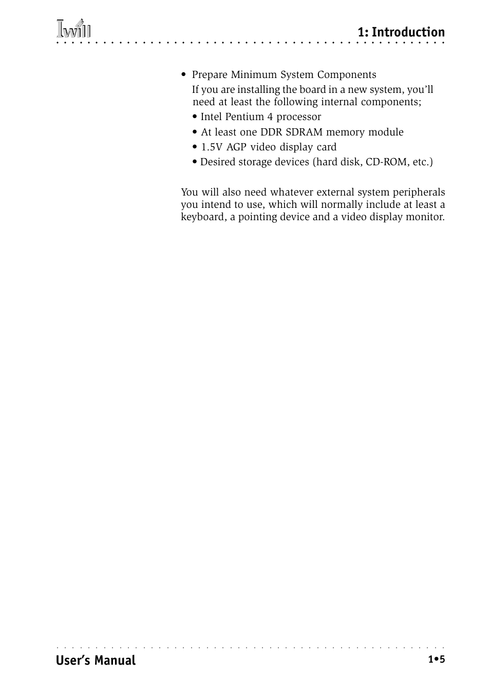Introduction user’s manual | Intel IWILL P4D-N User Manual | Page 13 / 104