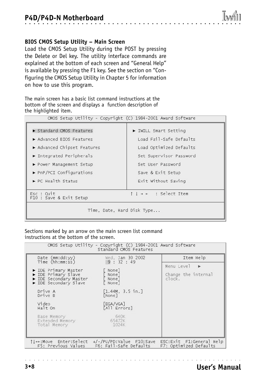 P4d/p4d-n motherboard, User’s manual | Intel IWILL P4D-N User Manual | Page 44 / 104