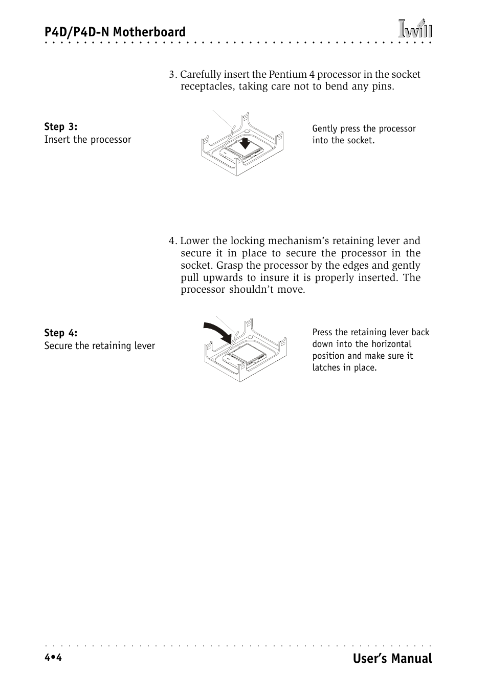 P4d/p4d-n motherboard, User’s manual | Intel IWILL P4D-N User Manual | Page 50 / 104