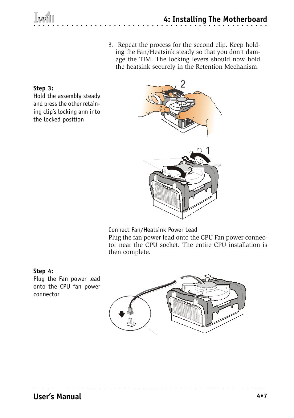 Installing the motherboard, User’s manual | Intel IWILL P4D-N User Manual | Page 53 / 104