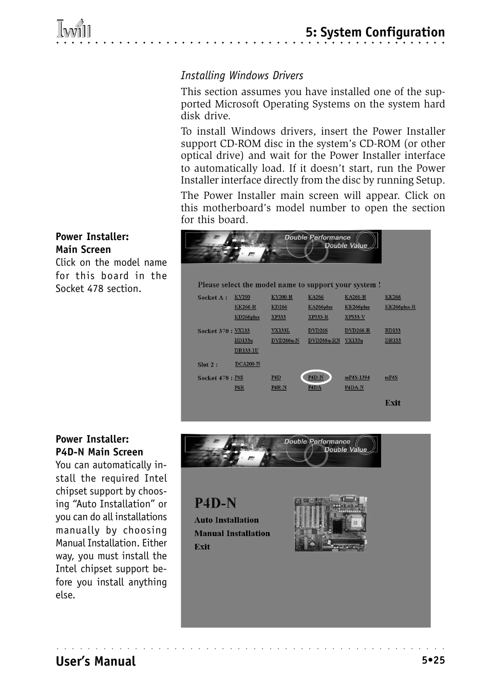 Installing windows drivers, System configuration, User’s manual | Intel IWILL P4D-N User Manual | Page 83 / 104