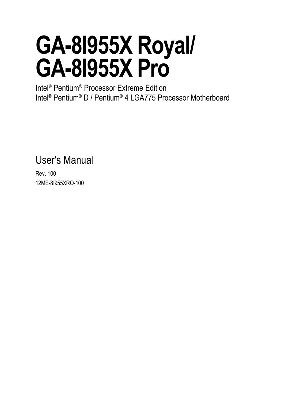 Intel GA-8I955X ROYAL User Manual | 88 pages