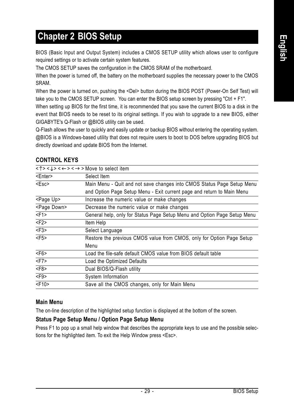 Chapter 2 bios setup, English | Intel GA-8I955X ROYAL User Manual | Page 29 / 88