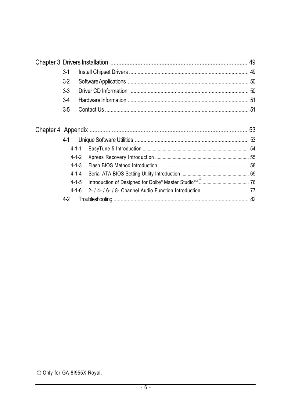 Intel GA-8I955X ROYAL User Manual | Page 6 / 88