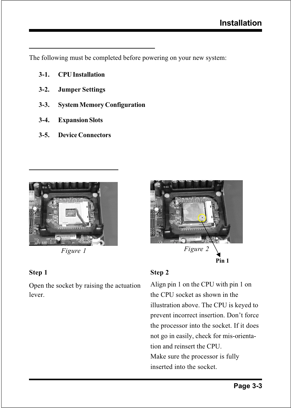 Installation, Easy installation procedure, 1 cpu installation | Intel FSB800 (PC3200) User Manual | Page 21 / 96