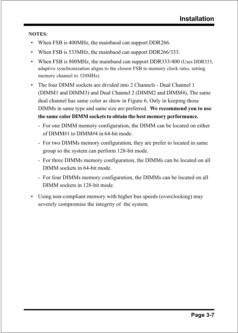 Installation | Intel FSB800 (PC3200) User Manual | Page 25 / 96