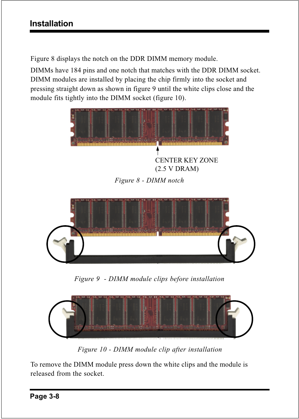 Installation, Dimm module installation | Intel FSB800 (PC3200) User Manual | Page 26 / 96
