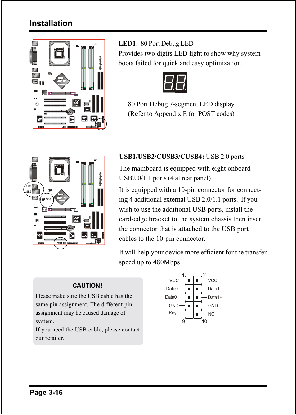 Installation, Page 3-16, Caution | Intel FSB800 (PC3200) User Manual | Page 34 / 96