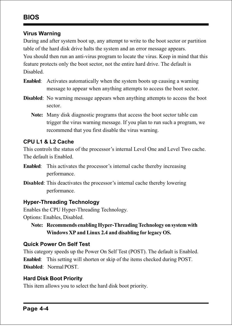 Bios | Intel FSB800 (PC3200) User Manual | Page 42 / 96