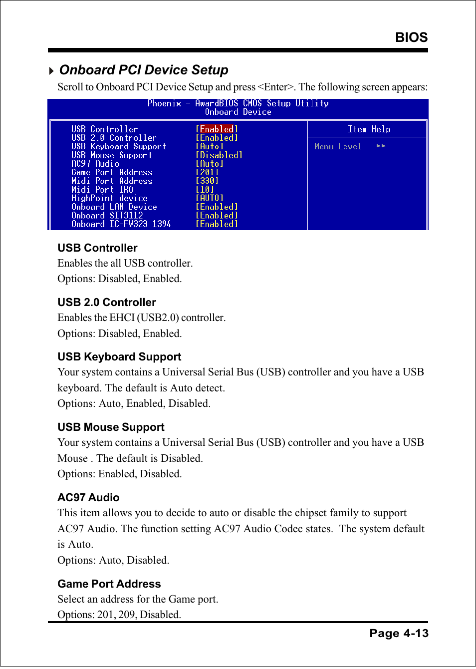 Bios, Onboard pci device setup | Intel FSB800 (PC3200) User Manual | Page 51 / 96