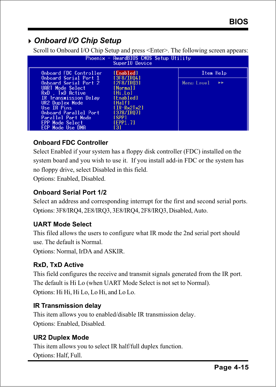 Bios, Onboard i/o chip setup | Intel FSB800 (PC3200) User Manual | Page 53 / 96