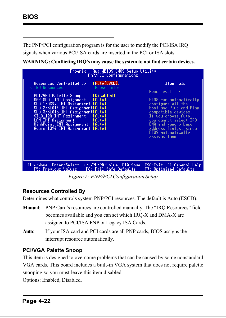 Bios, 6 pnp/pci configuration | Intel FSB800 (PC3200) User Manual | Page 60 / 96