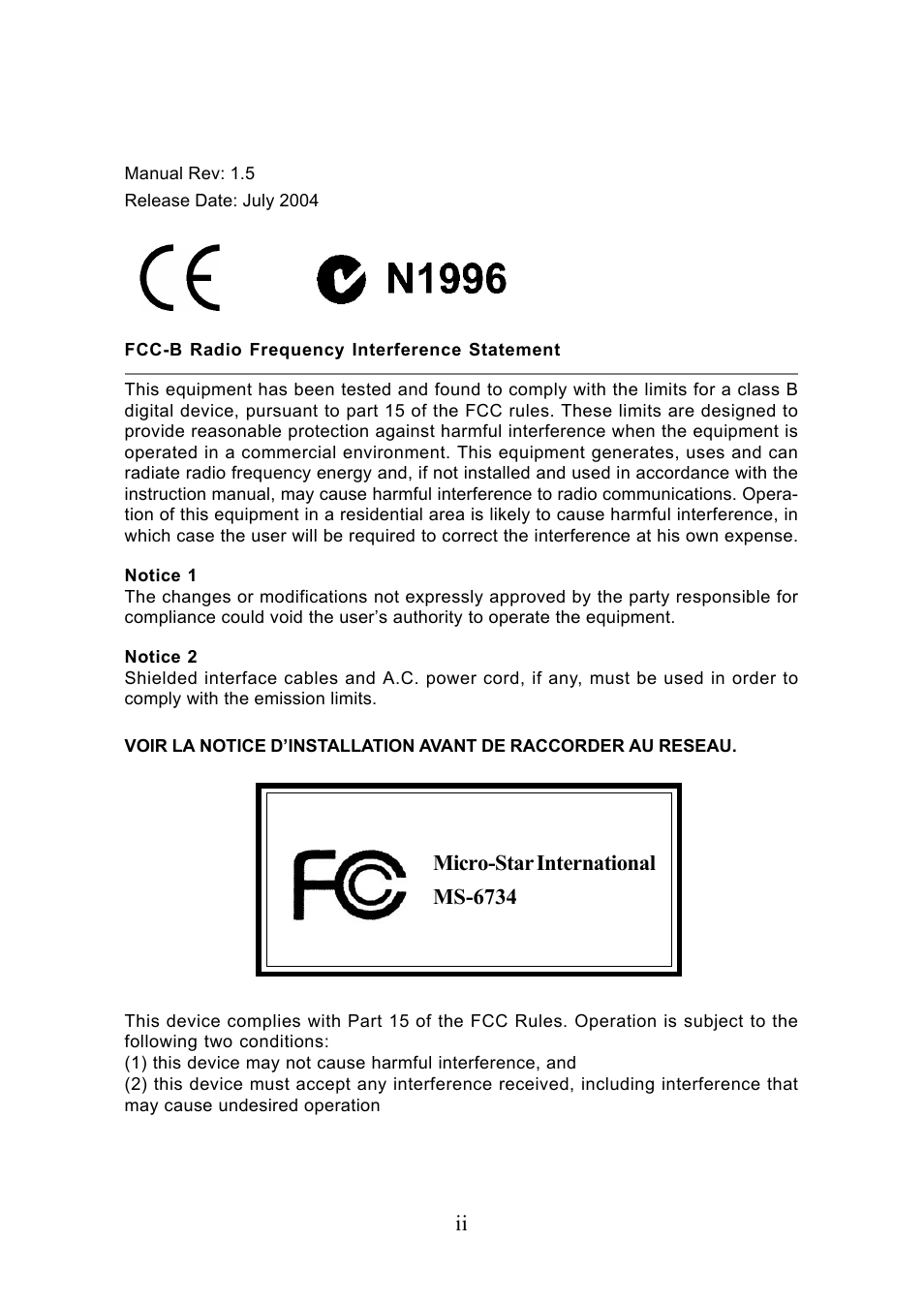 Fcc-b radio frequency interference statement, Entering setup, Control keys | Getting help, Introduction 4-2 | Intel KM4AM User Manual | Page 2 / 74