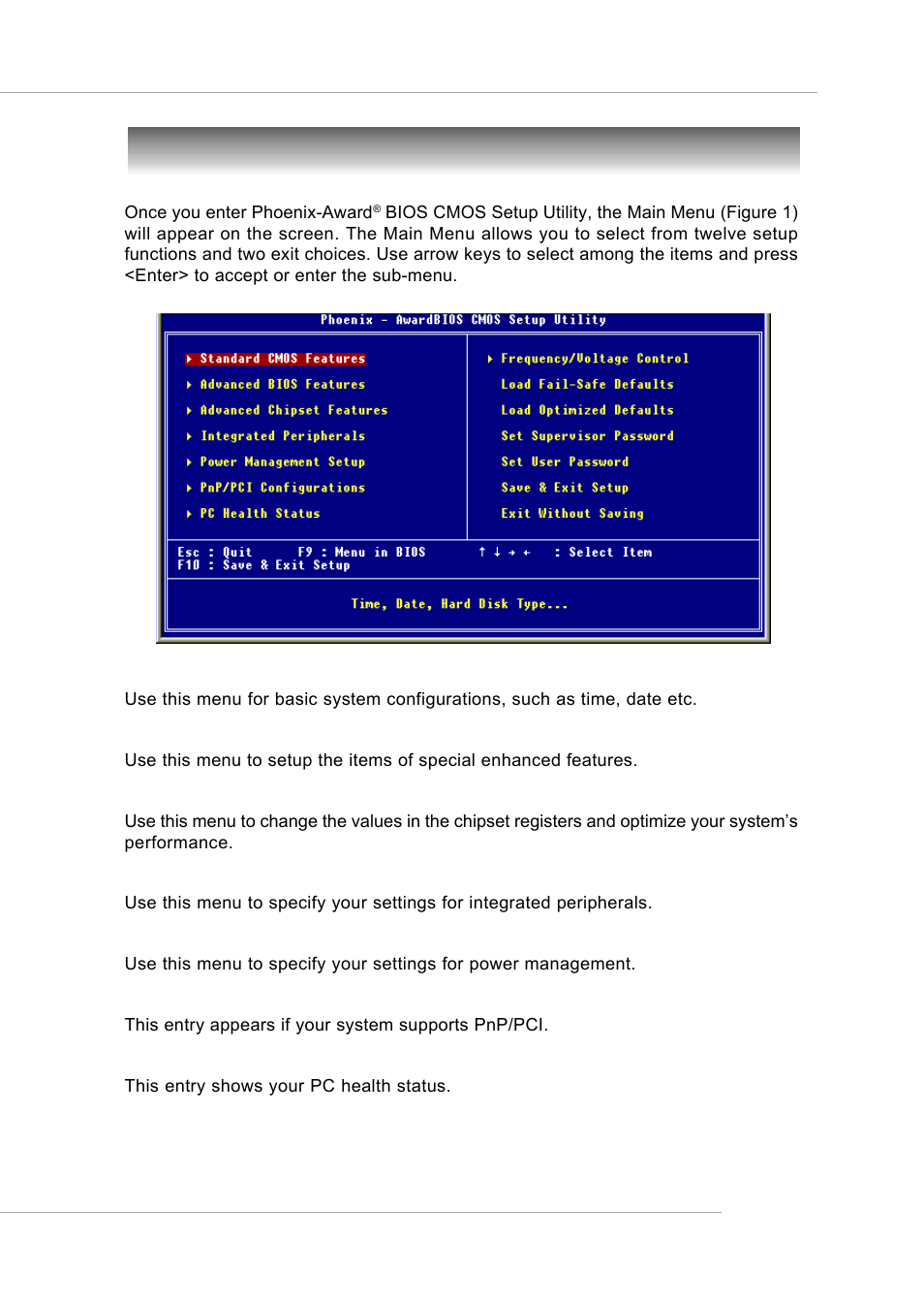 The main menu | Intel KM4AM User Manual | Page 36 / 74