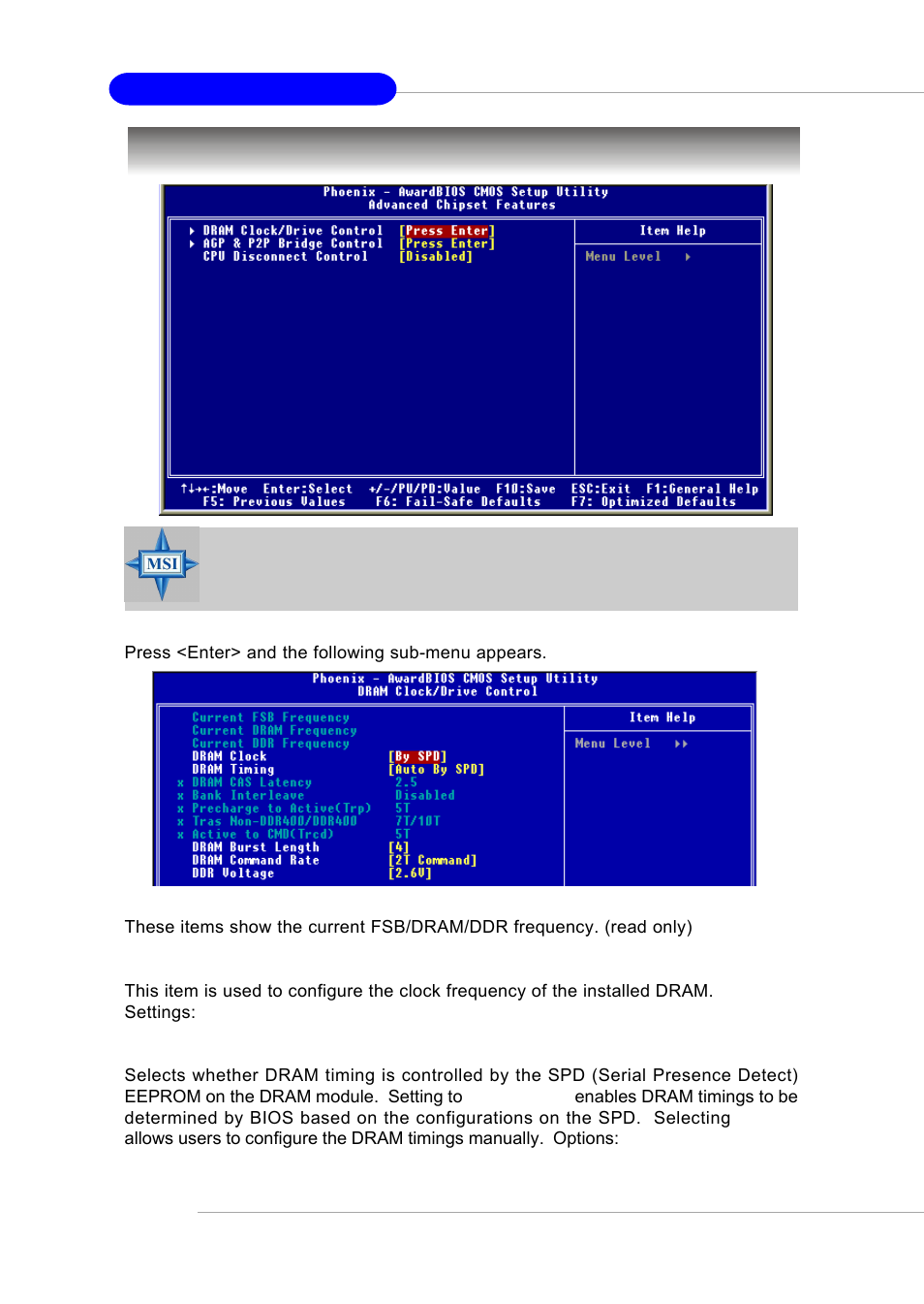 Advanced chipset features | Intel KM4AM User Manual | Page 43 / 74