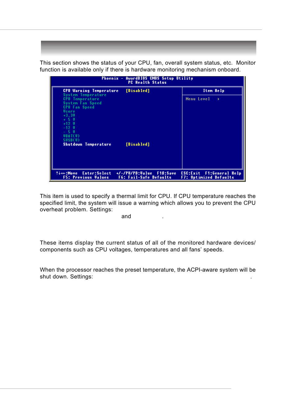 Pc health status | Intel KM4AM User Manual | Page 56 / 74