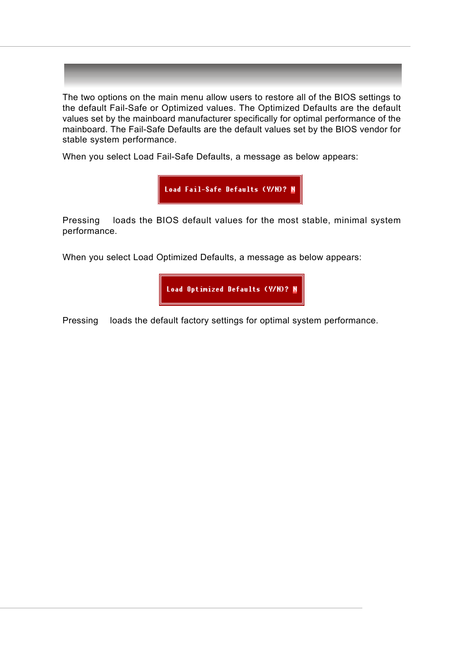 Load fail-safe/optimized defaults | Intel KM4AM User Manual | Page 58 / 74