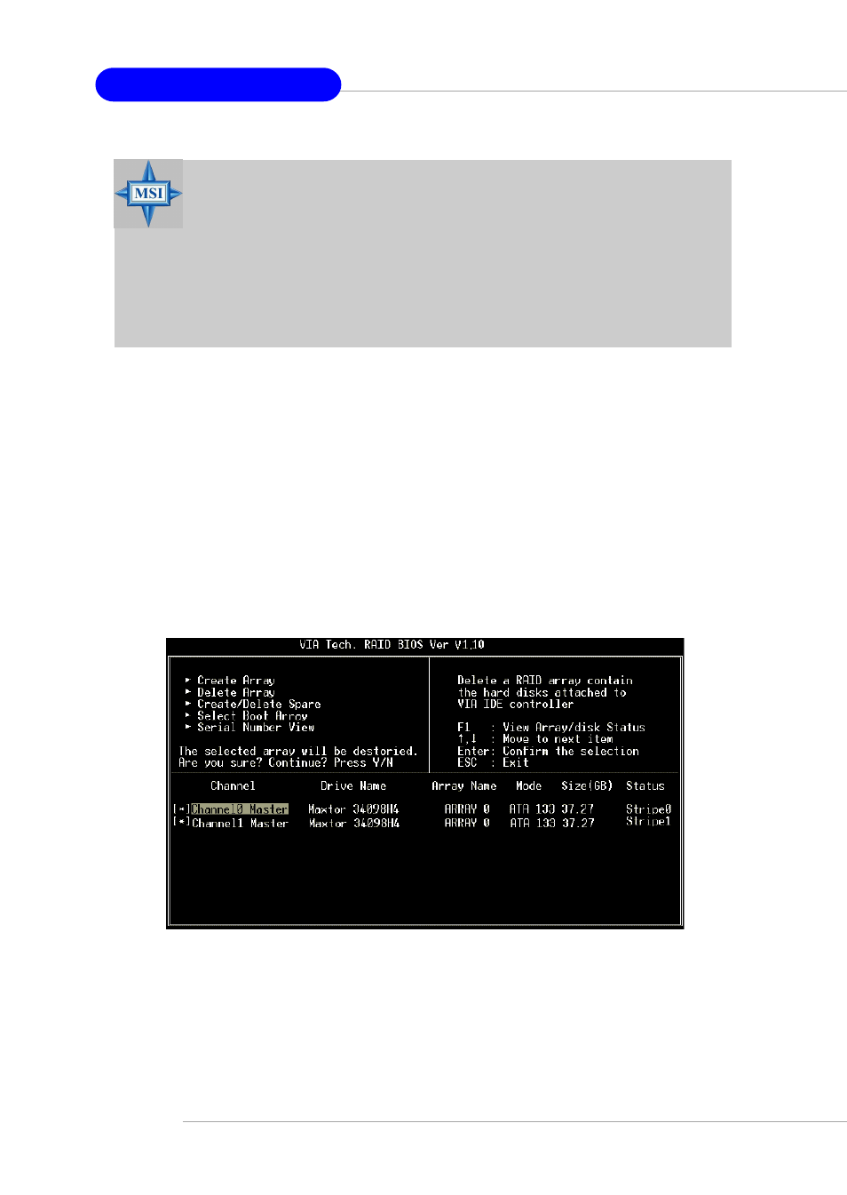 Delete disk array | Intel KM4AM User Manual | Page 65 / 74