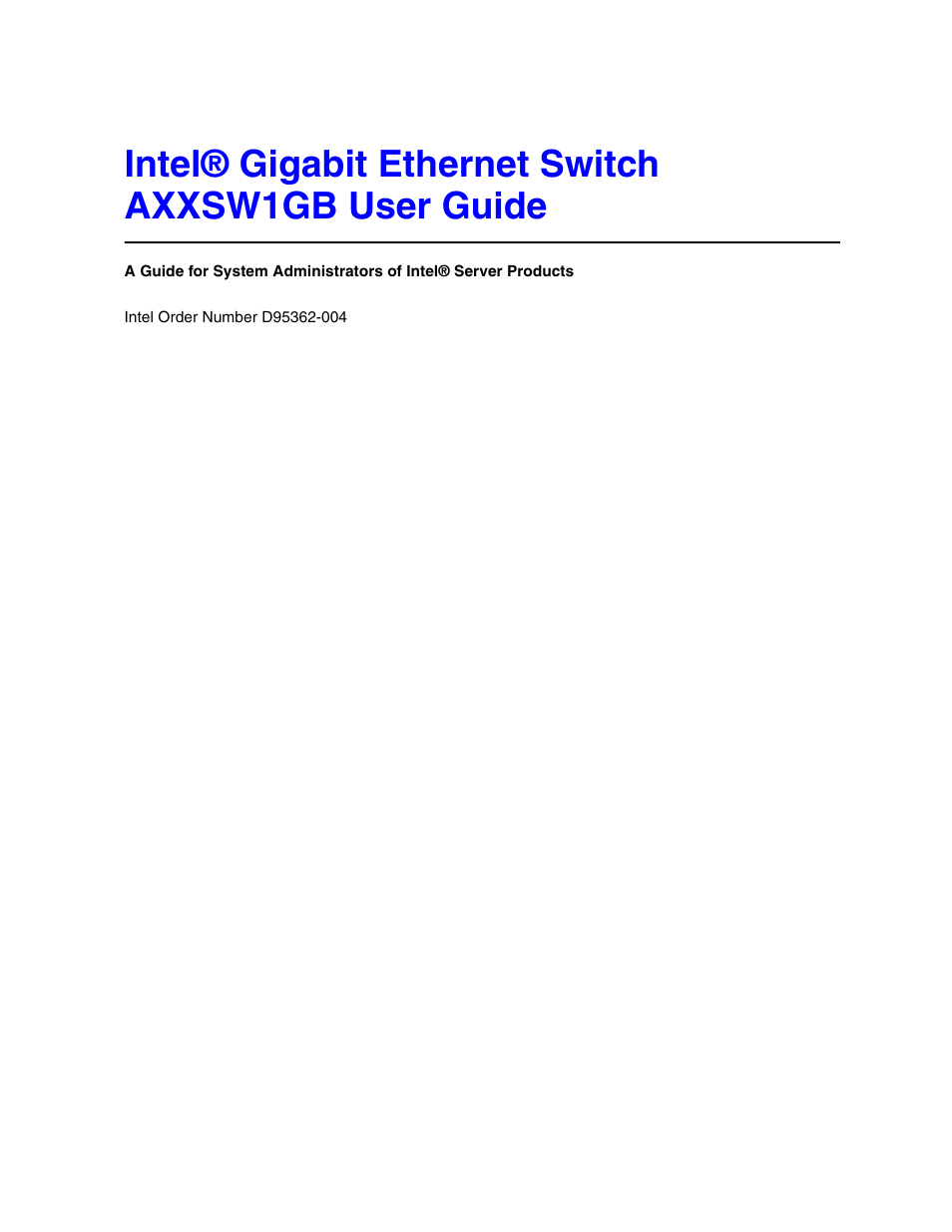 Intel AXXSW1GB User Manual | 220 pages