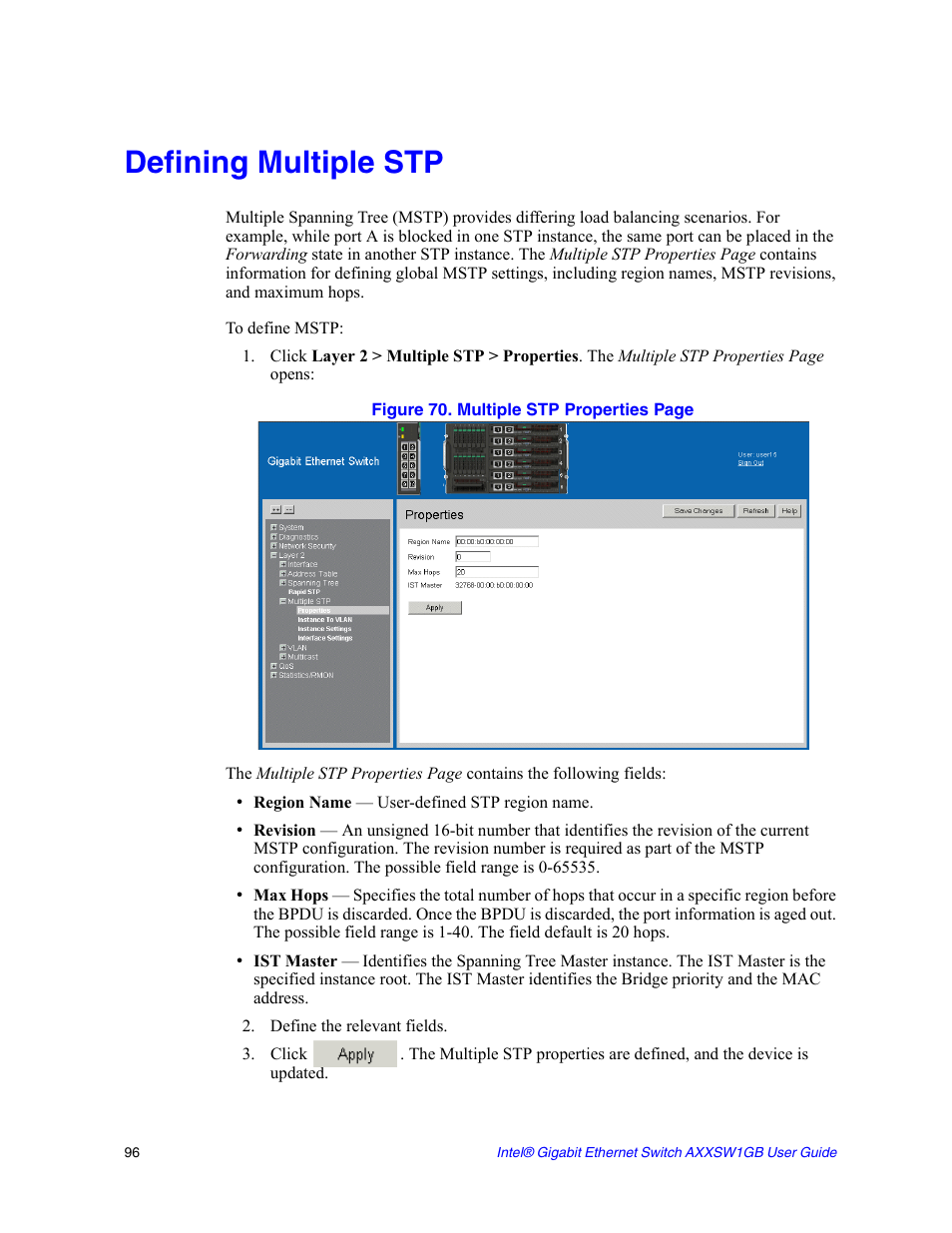 Defining multiple stp | Intel AXXSW1GB User Manual | Page 109 / 220