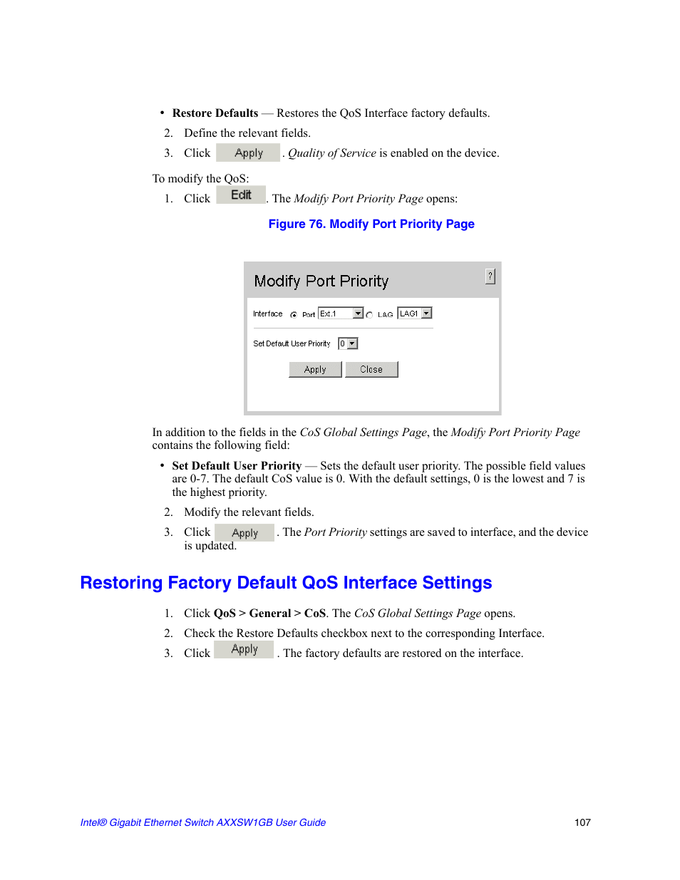 Restoring factory default qos interface settings | Intel AXXSW1GB User Manual | Page 120 / 220