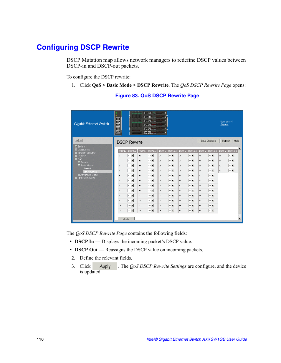 Configuring dscp rewrite | Intel AXXSW1GB User Manual | Page 129 / 220