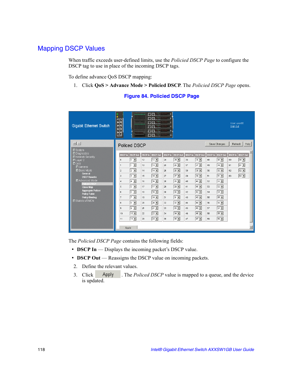 Mapping dscp values | Intel AXXSW1GB User Manual | Page 131 / 220
