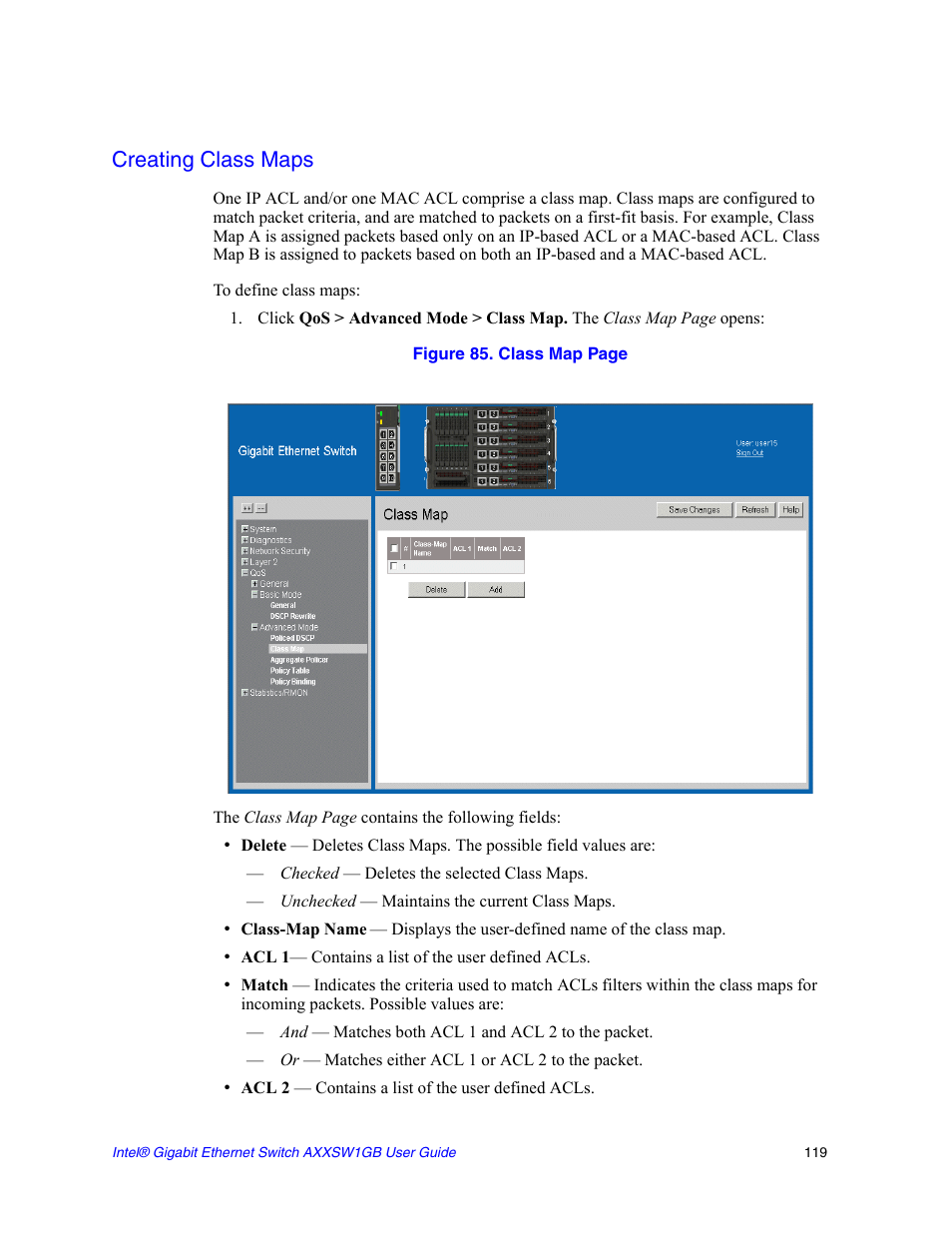 Creating class maps | Intel AXXSW1GB User Manual | Page 132 / 220