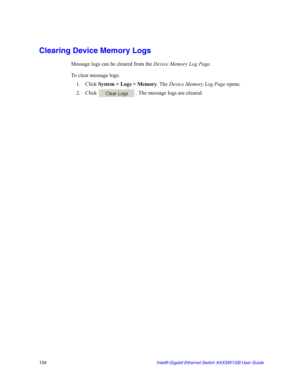 Clearing device memory logs | Intel AXXSW1GB User Manual | Page 147 / 220