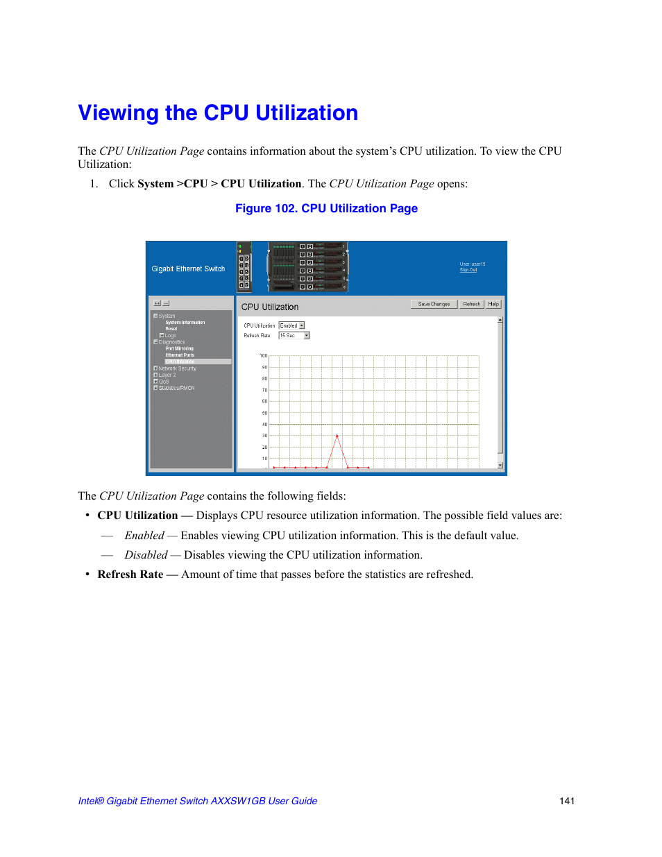 Viewing the cpu utilization | Intel AXXSW1GB User Manual | Page 154 / 220