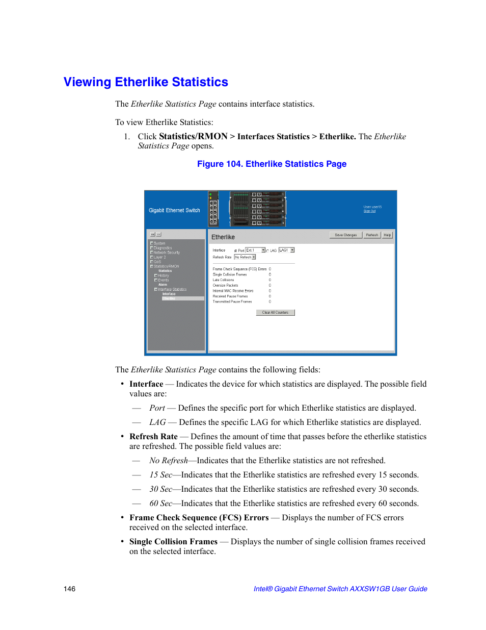 Viewing etherlike statistics | Intel AXXSW1GB User Manual | Page 159 / 220