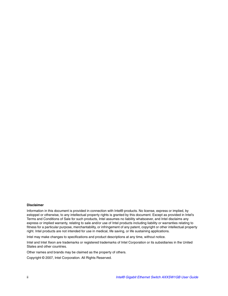 Intel AXXSW1GB User Manual | Page 2 / 220