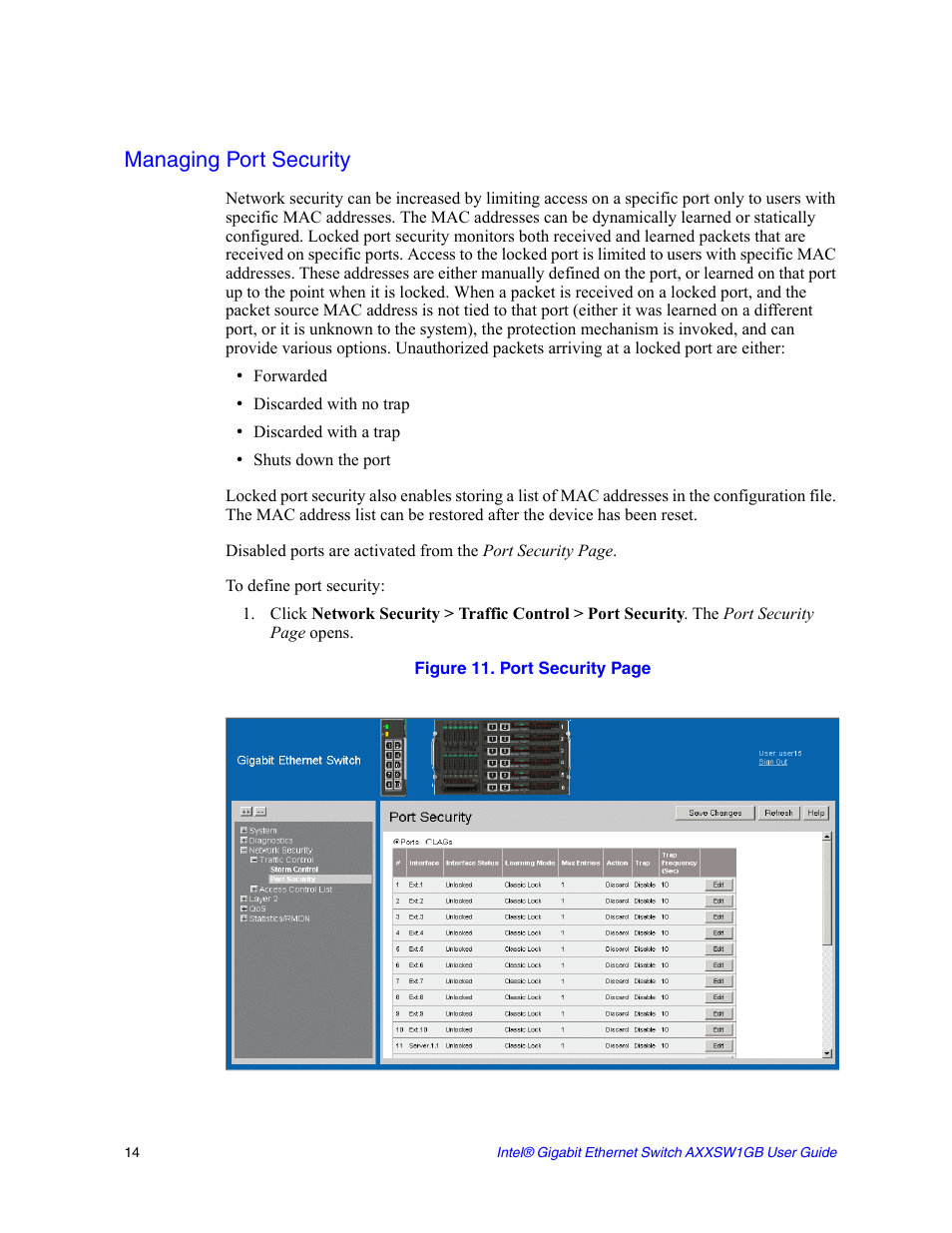 Managing port security | Intel AXXSW1GB User Manual | Page 27 / 220