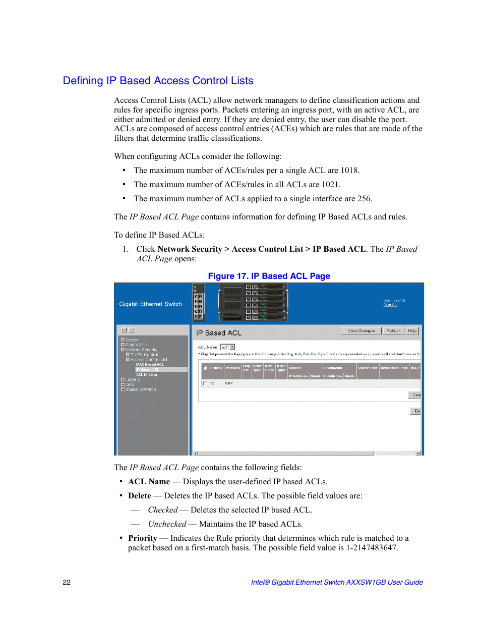 Defining ip based access control lists | Intel AXXSW1GB User Manual | Page 35 / 220