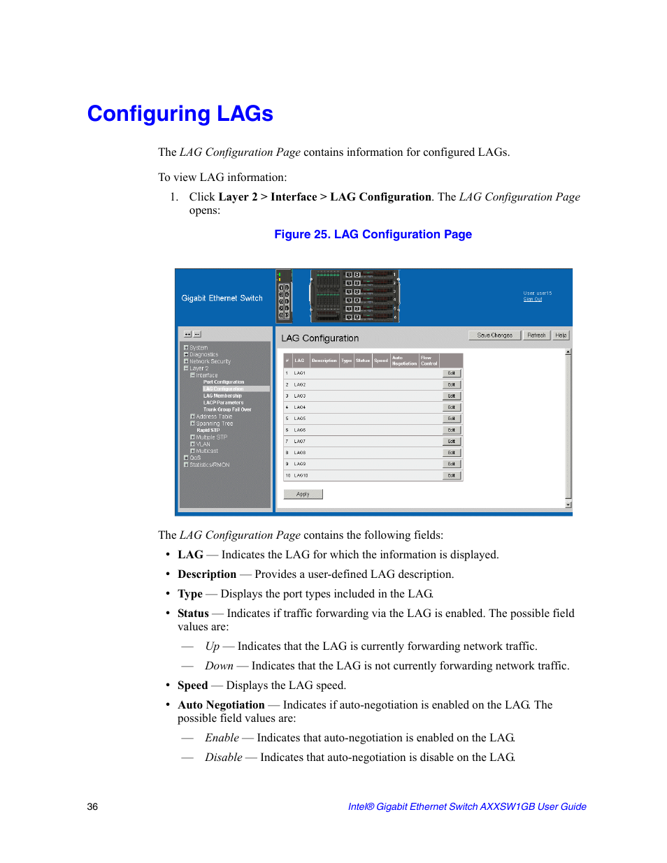 Configuring lags | Intel AXXSW1GB User Manual | Page 49 / 220